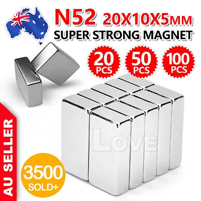 Super Strong Magnets Block Rare Earth Cuboid Neodymium 20mm × 10mm × 5mm • $8.95