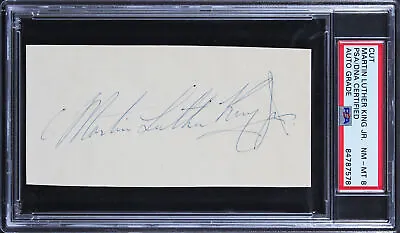 Martin Luther King Jr. Authentic Signed 2.5x5 Cut Signature Auto 8 PSA Slabbed • $12999.99