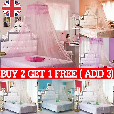 Mosquito Net Canopy Dome Fly Insect Protect. Double King Bed Tent Mesh Curtain ~ • £6.99