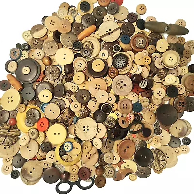 Mixed Vintage Wood Buttons For CraftsAssorted Shapes Bulk DIY Sewing Wooden • $19.89
