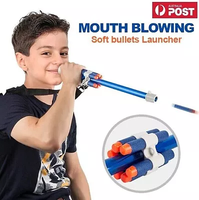 Toy Blow Gun Darts Blaster For Nerf N-Strike Elite Blowgun Gifts With 10 Bullets • $15.46