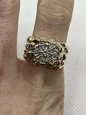 10k Yellow Gold Men's 36pt Diamond  Nugget  Ring (Q63) • $595