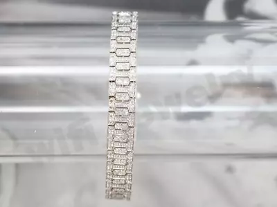 Men's Lab-Created Diamond Rapper Bold Link Tennis Bracelet 14k White Gold Plated • $255.78