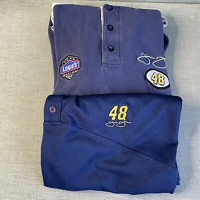 Team Lowes Racing Jimmie Johnson Polo Shirt #48 Men’s Size XL Blue Lot Of 2 • $16