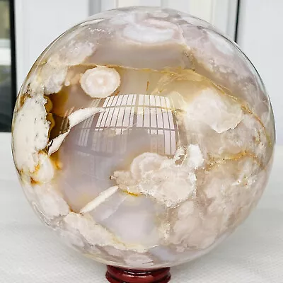 3140g Natural Cherry Blossom Agate Sphere Quartz Crystal Ball Healing Gem • $11.50