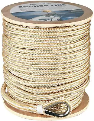 5/8inch 200Ft Double Braid Nylon Boat Anchor Rope Dock Line W/ Stainless Thimble • $134.99