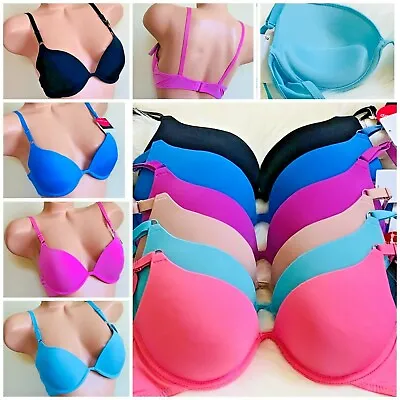 3-6 Women's Bra Push-ups Deep Cleavage V-Bra T-Shirt Smooth Bra Lot 8601 32B-40C • $17.95