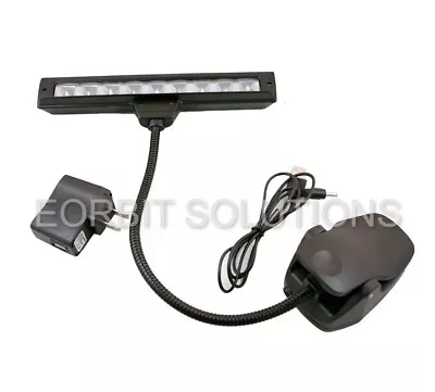 Flexible 9 LED Clip-On Orchestra Music Stand LED W/ Adapter Lamp Light Black • $18.99