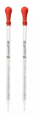 2Pk 1ml Glass Graduated Dropper Pipettes Lab Dropper With Red Rubber Cap&Scale • $9.99