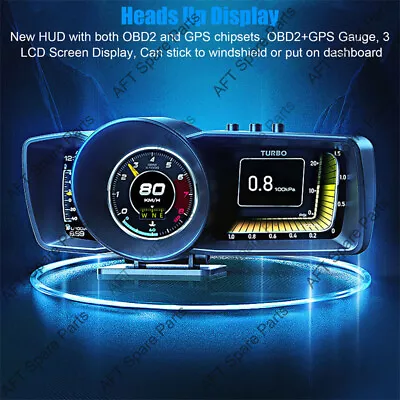 3.5'' Three Screen OBD2+GPS Smart Car Speedometer Head Up Display RPM • $148.50