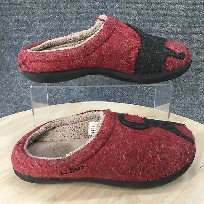 LL Bean Slippers Womens 8 M Daybreak Scuffs Motif Wool-Clog Anti Slip Red • $22.79