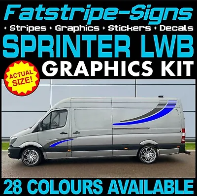 To Fit MERCEDES SPRINTER LWB CAMPER VAN MOTORHOME GRAPHICS STICKERS STRIPES • £74.99