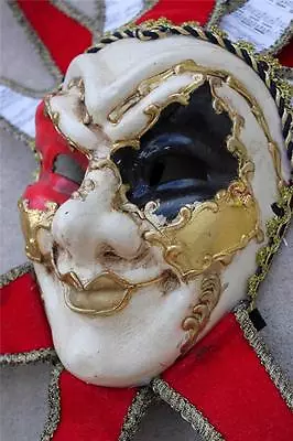 Mardi Gras Mask Wall Decor New Red Gold Venetian Jester Joker Mask Masquerade  • $39.99