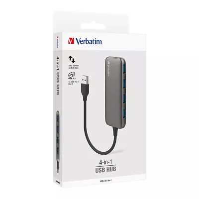$32 • Buy Verbatim USB-A 3.1 Hub Port Adapter/Connector Dock For PC/Laptop/Computer Grey