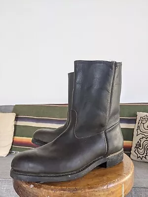 NOS VTG Ansi Pull On Leather Engineer Boots Harley 60s Moto Motorcycle Military • $99.99