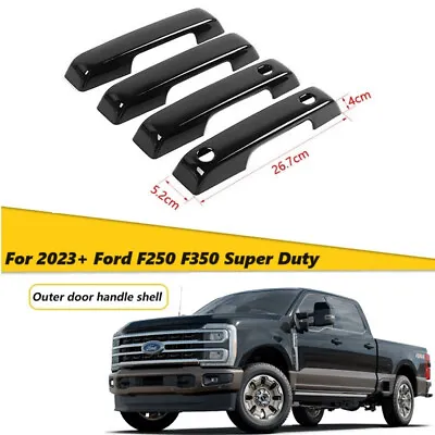 For 2023-2024 Ford F250 F350 Super Duty GLOSS BLACK Door Handle Covers WITH SMKY • $24.99