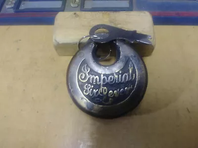 Antique/vintage IMPERIAL 6 Lever Push Key Pancake Padlock  W/key   23 • $71.95