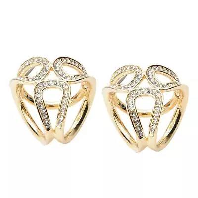£6.50 • Buy 2x Womens Hollow Crystal 3 Rings Scarf Buckle Triple Slide Scarf Ring Clip