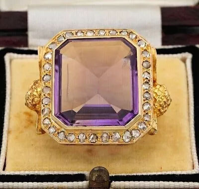 Men's Bishop Ring 5Ct Ascher Lab-Created Purple Amethyst 14K Yellow Gold Finish • $129.99