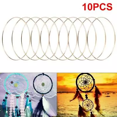 10Pcs Gold Metal Dream Catcher Floral Ring Hoops Wreath DIY Wedding Decor 15CM • £5.39