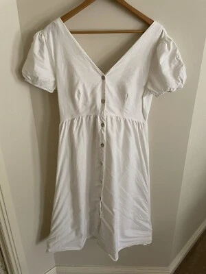 $12 • Buy COTTON ON Ladies White Midi Dress Size Small Button Up Short Sleeved Maternity