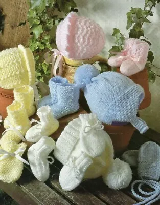 £2.89 • Buy Baby Boys/Girls Hats, Bootees And Mittens Knitting Pattern Prem-12 Months  E01