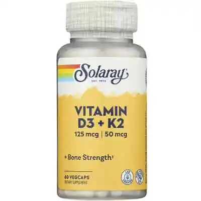 $16.37 • Buy Solaray Vitamin D3 & K2 60 Veg Caps