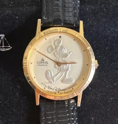 Vintage Lorus Mickey Mouse Gold Quartz Watch With Protective Felt Case Cover • $49.99