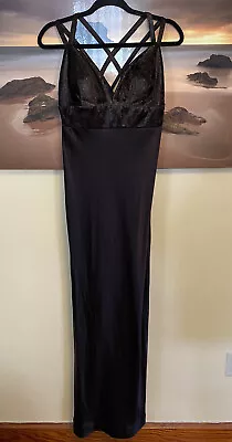 VTG Alyce Designs Brown Sleeveless Satin Strappy Empire Waist Gown 12 M/L • $15