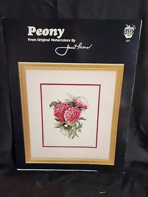 Vintage Janet Powers Peony Cross Stitch Pattern (1994) Green Apple Co # 621 • $4.99