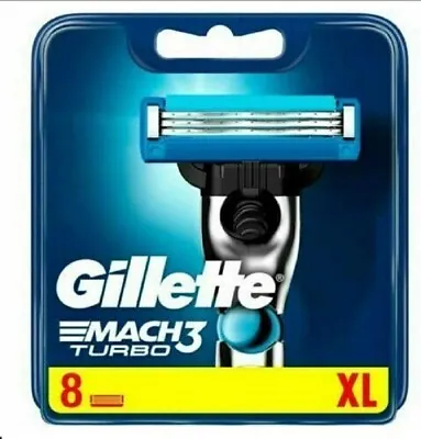Gillette MACH 3 Turbo 8 Razor Blades Refills For Men Sensitive Skinguard XL • £12.48