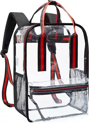 Mommore Heavy Duty Clear Backpack Durable See Through Bookbags For School Work • $26.99