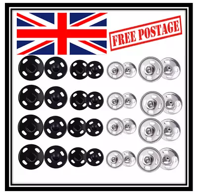 Metal Sew-on Snap Fasteners Poppers Huge Press Studs Various Sizes • £1.89