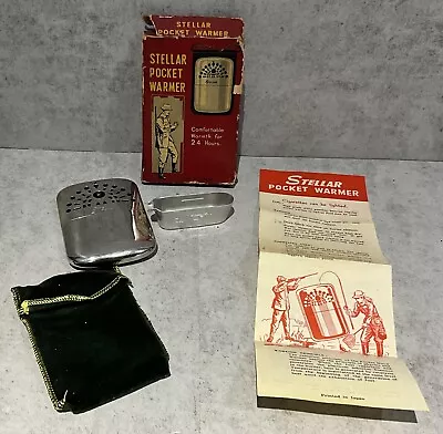 Vintage Stellar Pocket Hand Pocket Warmer Original Box Directions • $26