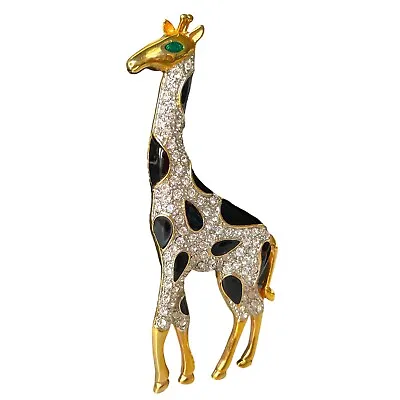 Vintage Giraffe Brooch Pin Rhinestones Enamel Statement Massive 5.25” • $29.74