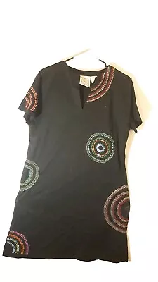 Michael Simon Lite Black Short Sleeve Circles Dress Sequin & Stitching  Size L • $25.20