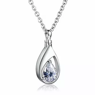 925 Sterling Silver Cremation Jewelry Memorial CZ Teardrop Ashes Keepsake Urn... • $61.21