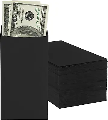 50 PACK Money Small Envelopes For Cash 6.5  X 3.5  Cash Money Saving Black NEW • $10.10