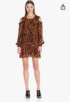 MINKPINK Animal Print Cold Shoulder Tunic Dress Size Medium  Uk 12 • £5.99