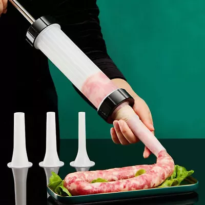 DIY Sausage Machine Meat Stuffer Filler Salami Maker Funnel Kitchen Tool UK • £6.16