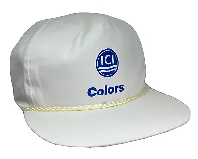 Vintage ICI Colors Hat Cap Snap Back White Rope Paint Gold Medal Headwear Mens • $19.99
