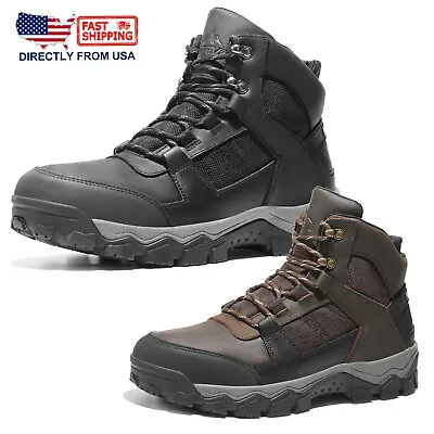 Mens Hiking Boots Waterproof Mid Top Trekking Boots Climb Leather Work Boots • $29.99