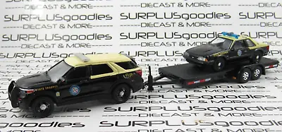 Greenlight Florida Police 2021 FORD EXPLORER & 1991 MUSTANG LX SSP W/Trailer Set • $39.95