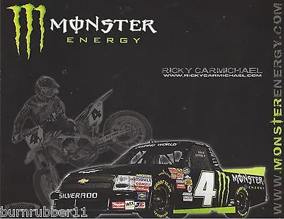 2010 Ricky Carmichael  Monster Energy  #4 Nascar Camping World Truck Postcard • $2.49