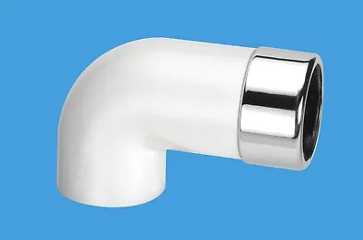 LONG EXTENDED Chrome Waste Pipe 32mm 35mm To Plastic Adaptor Elbow 90° Degree • £7.59