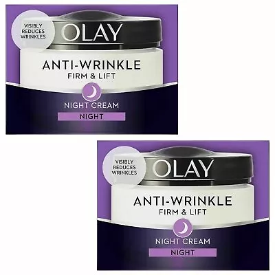 2 Olay Anti-Wrinkle Firm Lift Anti-Ageing Moisturiser Night Cream Hydrating 50ml • £17.02