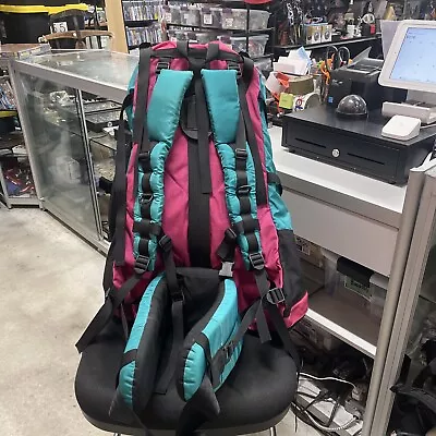 Vintage 55L Camp Trails Large Back Packing For Hiking Blue Pink And Black  • $77.40