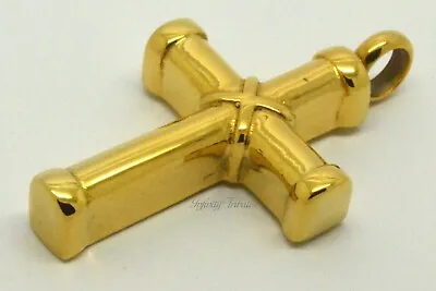 Cross Cremation Ashes Urn Necklace Keepsake Pendant 24k Gold Plated Crucifix • £28.99