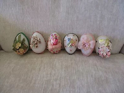 Lot Of 6 Vintage Milk Glass Eggs Decorated For Easter 2 3/4  • $12