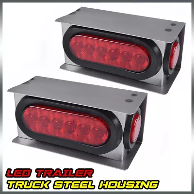 Two Trailer/Truck Red 6  Oval Tail & 2  Marker LED Lights With Housing New • $32.40